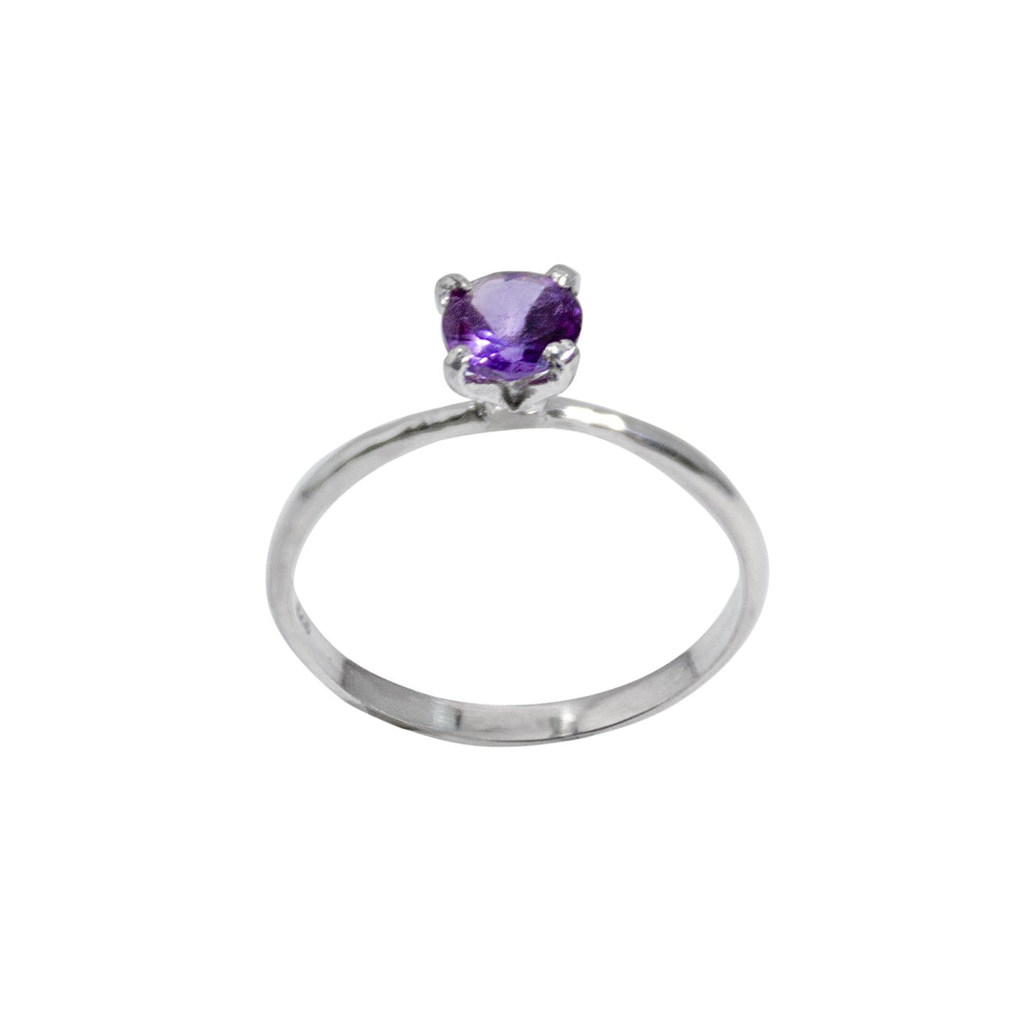 Minimalist Sterling Silver w/ Amethyst Centre Stone Ring