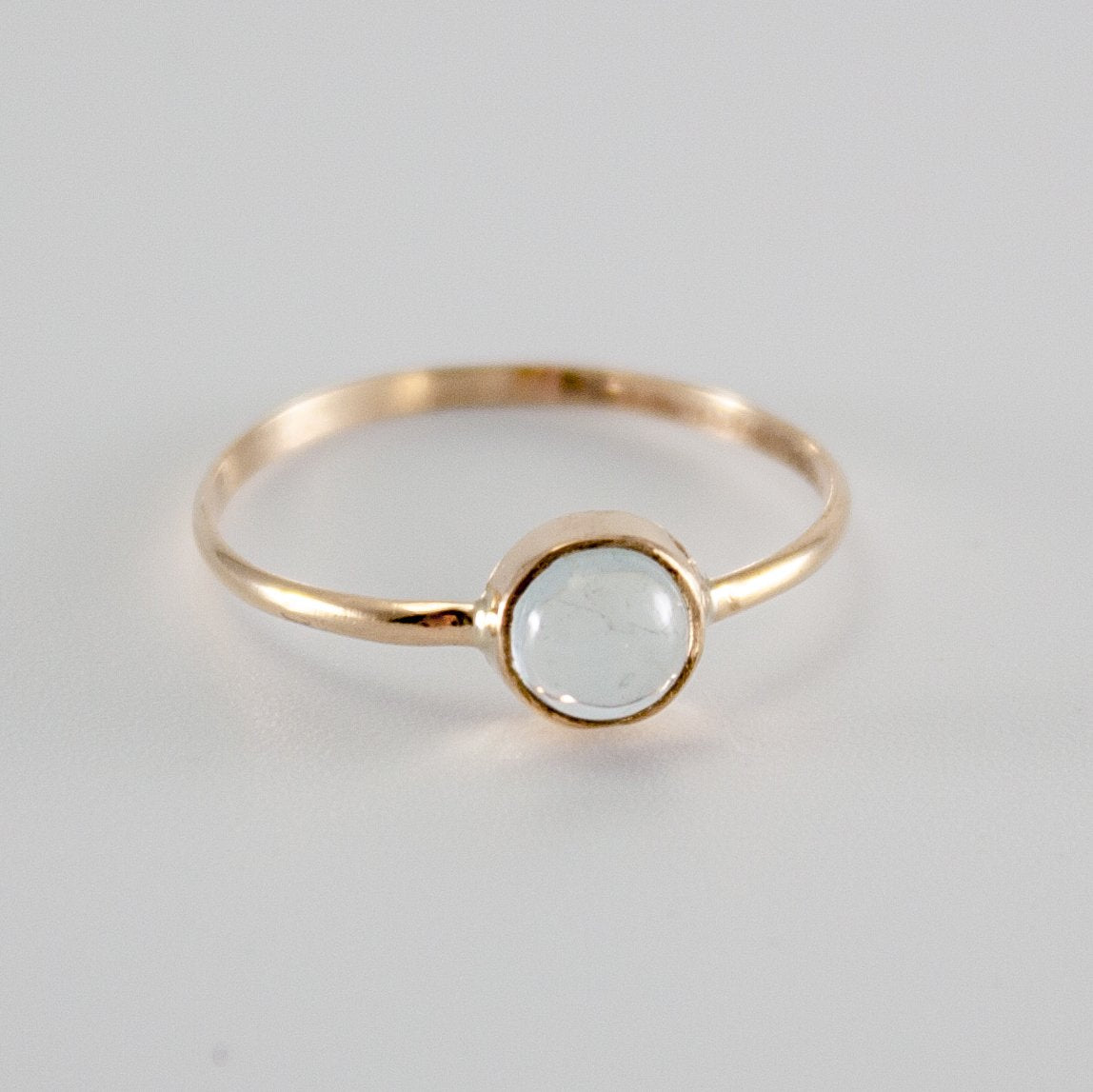 Dainty Aquamarine Round Bezel 14K Gold Filled Ring