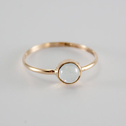 Dainty Aquamarine Round Bezel 14K Gold Filled Ring