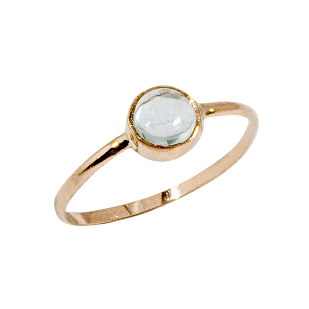 Dainty Aquamarine Round Bezel 14K Gold Filled Ring