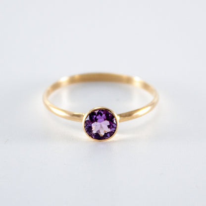 Pink Amethyst Bezel 14k Gold Filled Ring