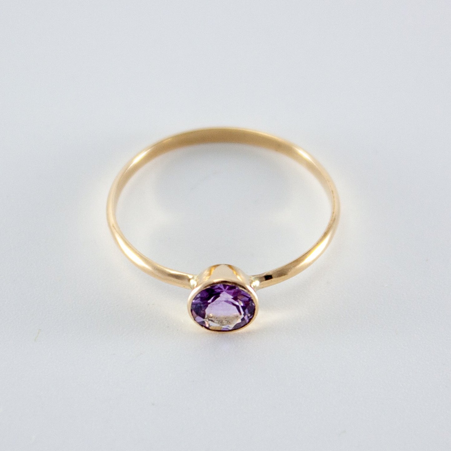 Pink Amethyst Bezel 14k Gold Filled Ring