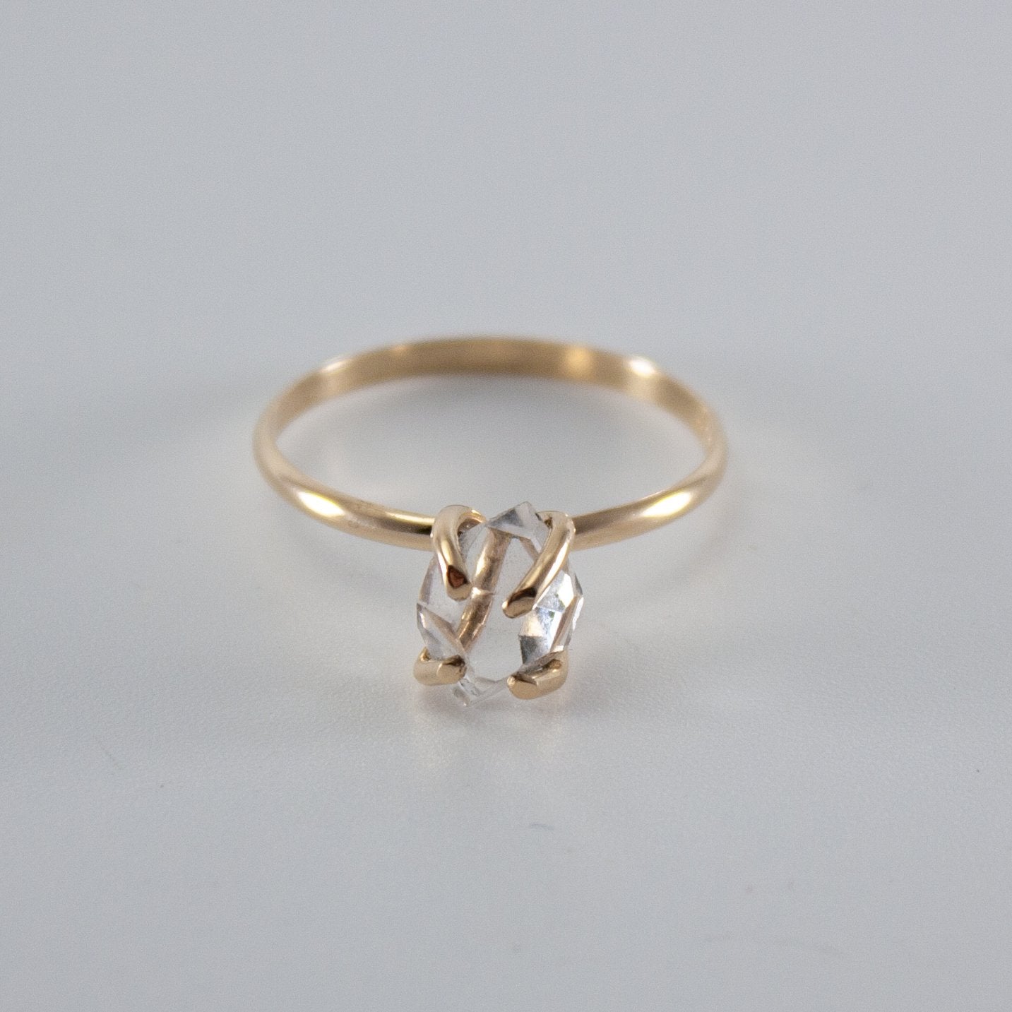 Raw Herkimer Diamond 14k Gold Filled Prong Ring