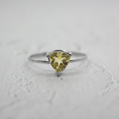 Lemon Topaz Trillion Solitaire Sterling Silver Ring