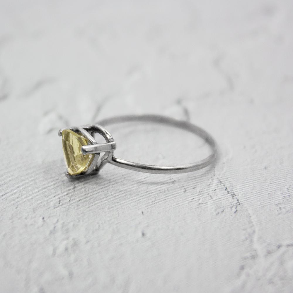 Lemon Topaz Trillion Solitaire Sterling Silver Ring