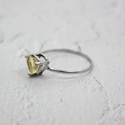 Lemon Topaz Trillion Solitaire Sterling Silver Ring