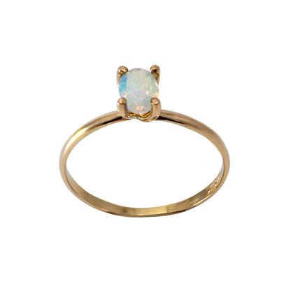 Ethiopian Opal Oval Solitaire 14k Gold Filled Ring