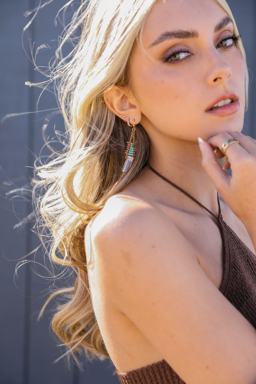 Seed Bead with Crystal Drop Earrings