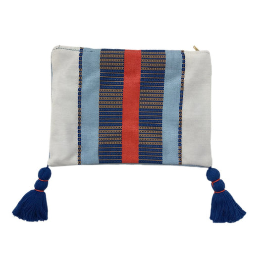 White Striped Backstrap Clutch