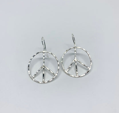 Rustic Peace Sign Earrings - Let There Be Peace Earrings - Small