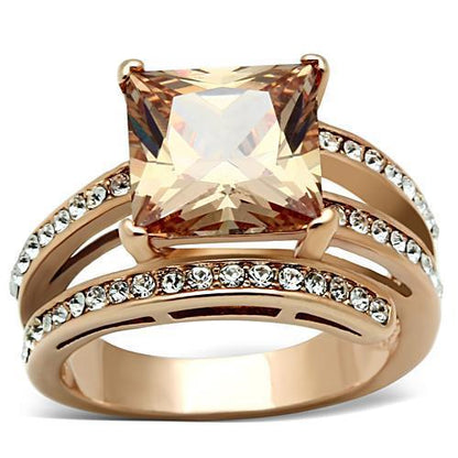 TK1665 - IP Rose Gold(Ion Plating) Stainless Steel Ring with AAA Grade