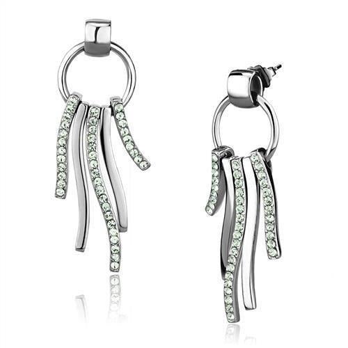 TK2633 - High polished (no plating) Stainless Steel Earrings with Top