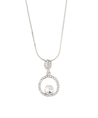 Pave Circle Crystal Pendant Necklace