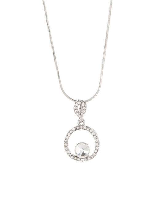 Pave Circle Crystal Pendant Necklace